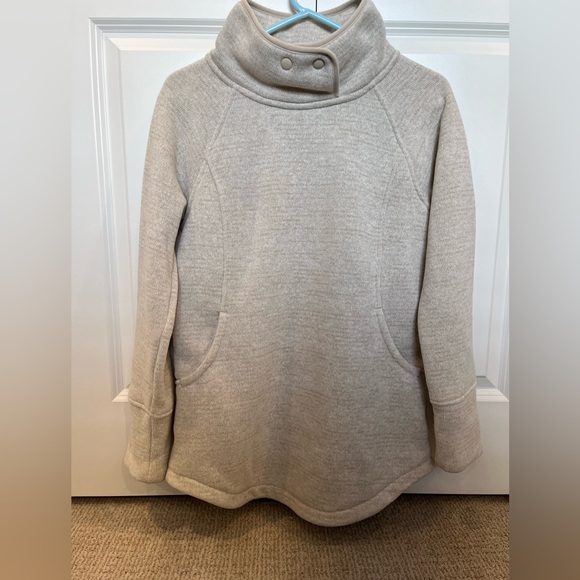 prAna Tri Thermal Threads Women's Tunic Cream Cowl Neck Sweater - Picture 12 of 13